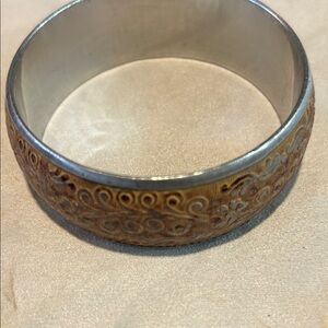 Funky Silver and Tan Toned Bangle